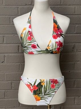 GUESS  White tropical print bikini M